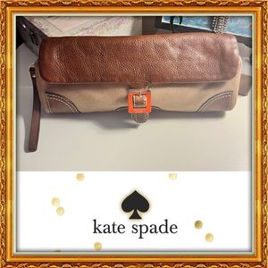 EUC | Kate Spade Burlap and Leather Clutch!!!